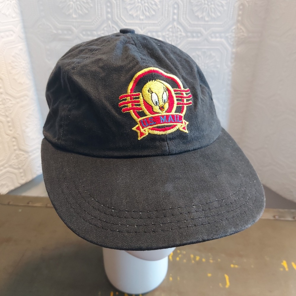 Vintage Looney Tunes Tweety Bird US Mail Stamp Collection Snapback Hat Black USA